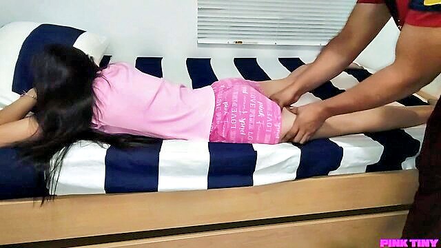 stepdad tricks stepdaughter into massage leads to hot sex : Pink Tiny