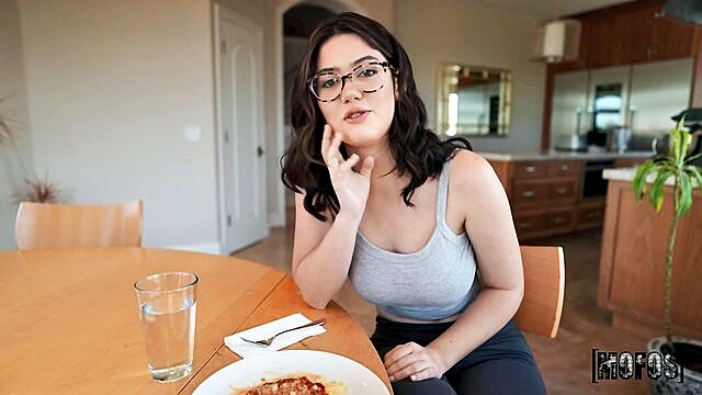 sex, porn, ellie nova - ellie novas saucy spaghetti scene with a spicy twist