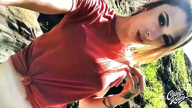 hardcore, domination, shemales - a blonde ts dominates a man outdoors and gives him a raw and intense fuck with her long hair