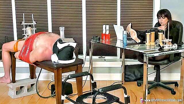 cow andy, milking machine, madam director lola - madam director trains brat princess to take a hard toilet pounding
