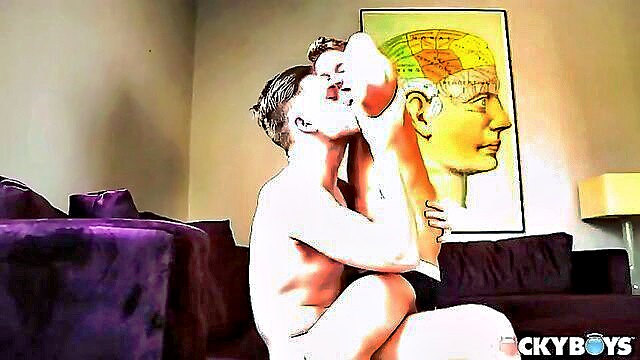 2 gay, blowjob & cum, big cock - tattooed blowjob cumshots