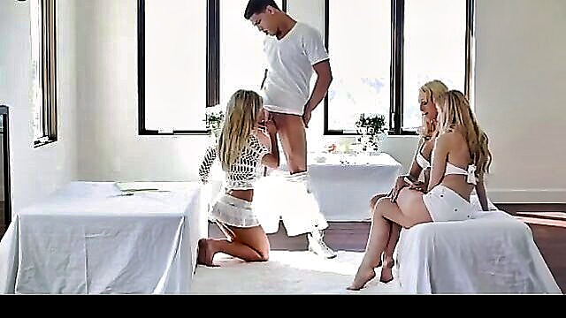 hot blonde, dirty blonde, blonde - hot delivery boy meets dirty blonde babes in erotic play