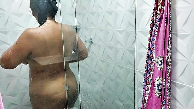 HotFamilySex - stepson and stepmother engage in a steamy shower scene with big breast and oral sex