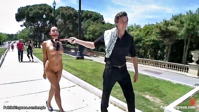 Steve Holmes - public bdsm scene with a busty latina and a dominant steve holmes