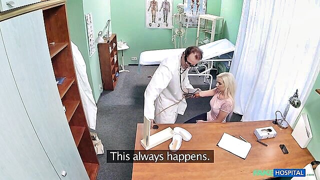 fakehospital, real cheating, blowjob - a blonde woman has sex with a man in a hospital bed and also does doggy style