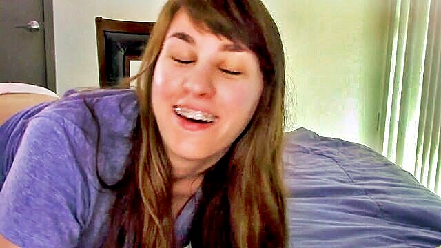 American - petite brunette yankee babysitter craves gets her tight labia stuffed with jizm
