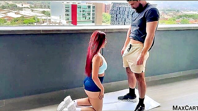 amazing fuck, red head, in an - hot red head babe gets drilled hard by her fitness instructor