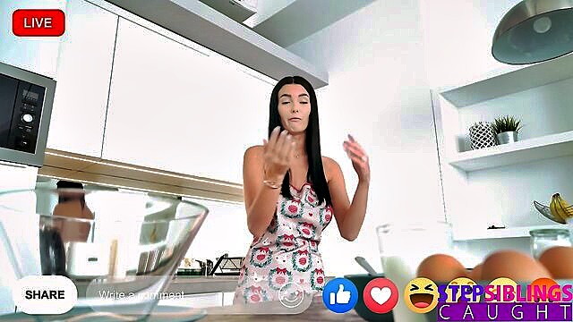 european, black hair, stepsiblingscaught - hd video of stepsis simon kitty giving stepbro a creamy treat while live streaming on porn platform s26e8