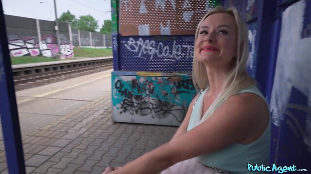 beautiful blonde gets a wild ride at the train station in this high definition video : fakehub