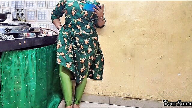 18 year old amateur, 18 year old indian, 18 tight pussy - hot indian desi bhabhi caught in the kitchen for watching porno pov action