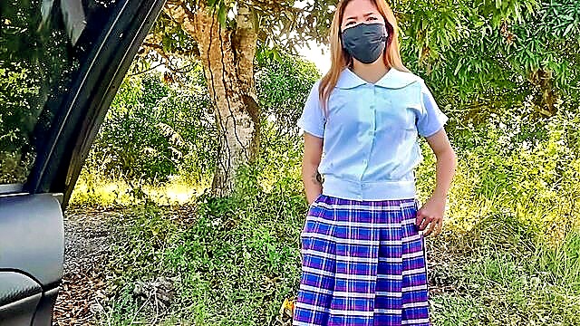 in public, college uniform, in co - chinese schoolgirl orgasm