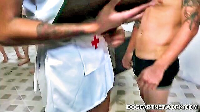 brunette, blowjob, ebony - nurse nadia gangbang