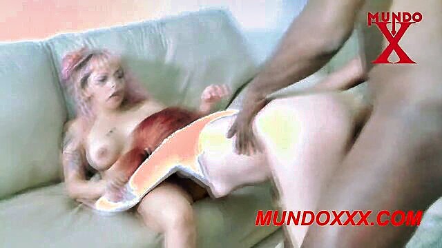 two pretty girls give a blowjob and take a deep throat while interracial fucking on mundoxxxcom : Produccion Mundox