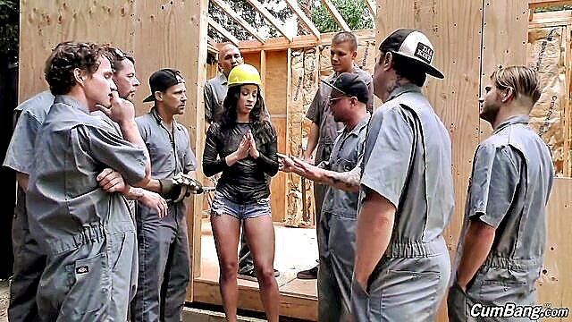 sexy latina, construction site, sexy latin - latina gangbang construction site