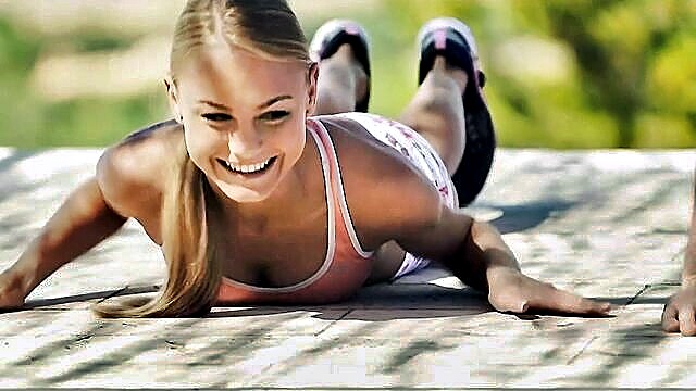 blonde, teen, skinny - nancy aces intense workout skinny blonde teens training