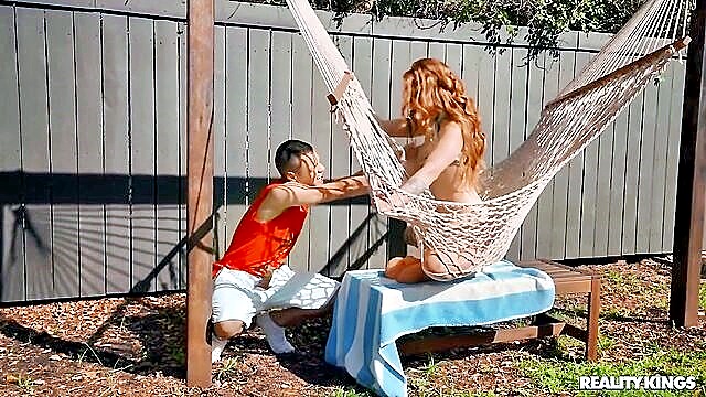 Aria Kai - aria kais bikini gives a sensual head for a big dick in the pool RealityKings