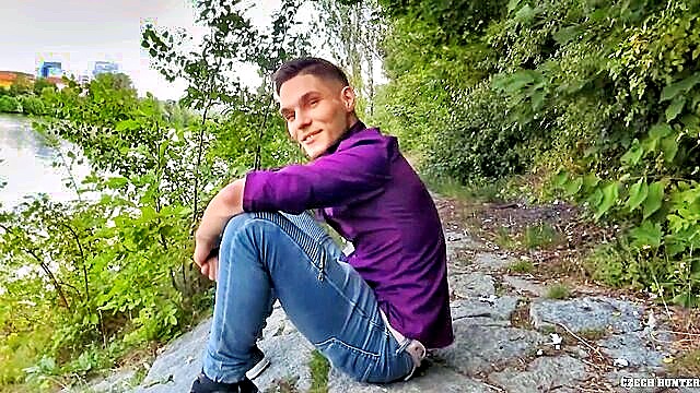 bigstr, czechhunter, gay blowjob - lucky dude finds cute guy willing to do anything for cash uncut pov
