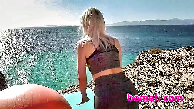 blonde naturist with natural tits deepthroats outdoors and gets a cumshot : Bemefi.com