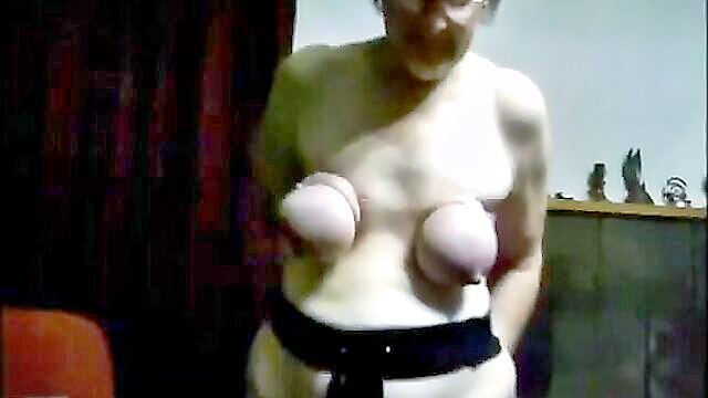 grey hair, granny tits, shows off - ugly granny tits