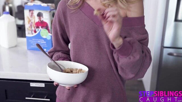 stepsiblingscaught, kitchen sex, fair skin - kyler quinn gets her petite body used by stepbro and gets a messy facial