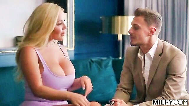 Savannah Bond - savannah bond and her sexy friend give a hot twist to your mans cock with submissive action