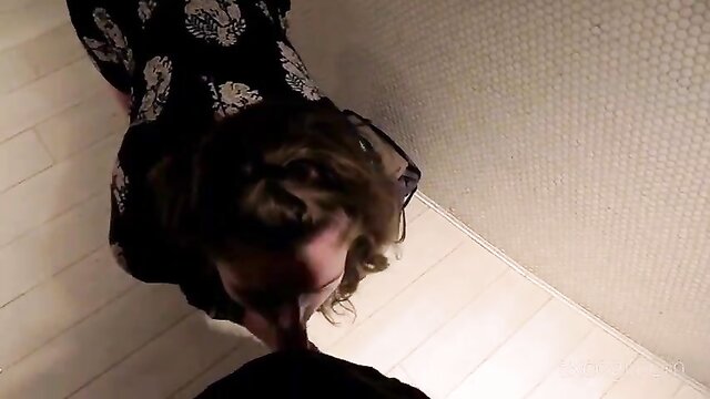 cam, blowjob, public - watch this young newbie take a wild ride in the bathroom and get a mouthful of pov action
