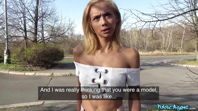 blonde handjob in public : fakehub