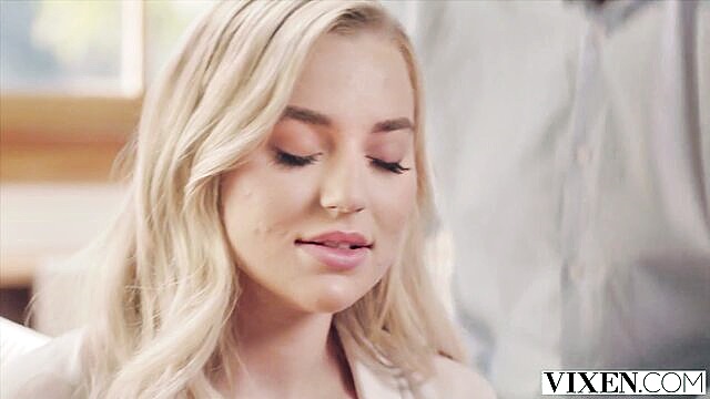 young blonde blake deepthroats and spoon fucks older man in a steamy reverse cowgirl ride : Vixen