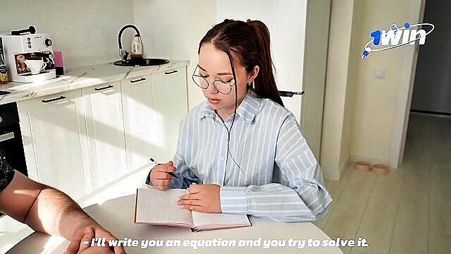 licking dick, glasses, cock sucking - valeria sladkih doggy style