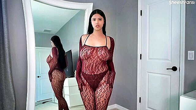 Strawberrytabby - strawberrytabby fishnet bodysuit seethrough try on haul leak