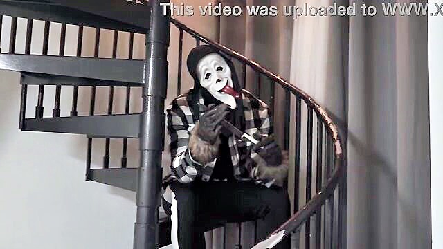 latina, creampie, facial - mandi may gets pounded out by suspect in scream mask