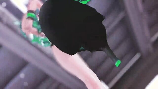 SMIXIX - mmd girls in green hair color a 3d dance and undressing experience