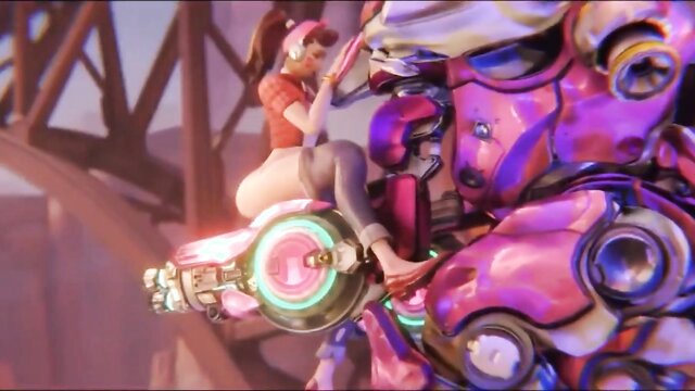 dva gets down and dirty with her 3d hentai mech : evil