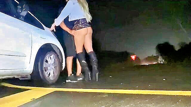 blonde, anal, latina - roadside anal action