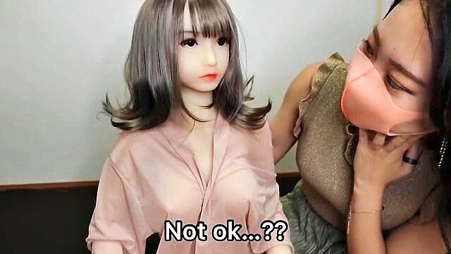 a couple in japan explores swinging and threesome with a sex doll focusing on teasing handjobs and missionary position : Emuyumi Couple