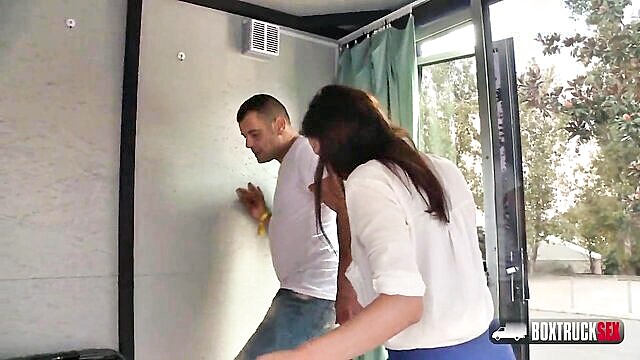 desi girl 69 with european babe in public : Box Truck Sex