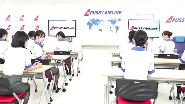 group sex, big tits, asian - asian flight stewardess group sex