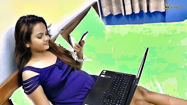 18 year old indian, 18 year old indian girl, 18 year old pussy - after school teen sex with indian aunties aunty watches porn on laptop and needs service