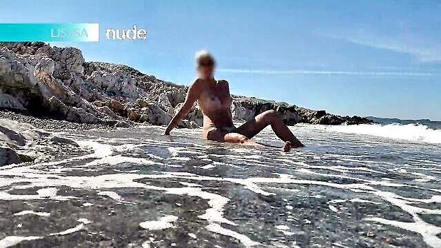 Lisssa - tattooed lisssas public peeing and flashing on the shore Lisssa