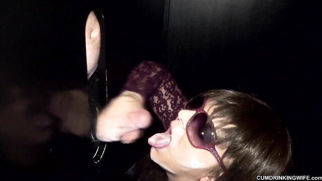Amateur milf, Cum Drinking Wife - facial cumshot and cum in mouth swallowed at the gloryhole Cum Drinking Wife