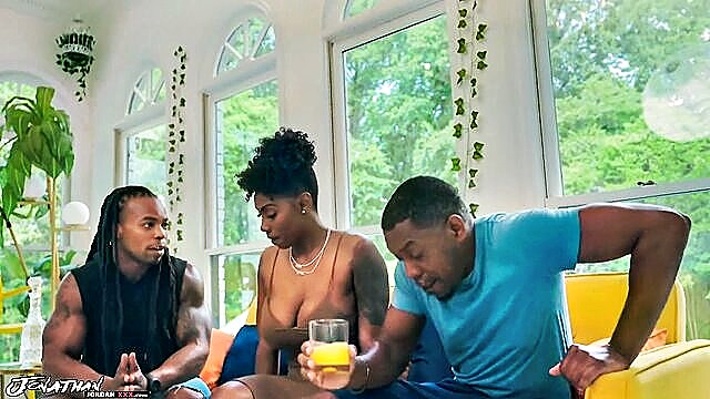 lyric, ebony creampie, sky - lyric sky threesome ebony creampie