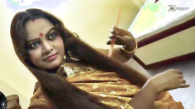 Queen - indian housewife sraboni travels with her sister to a festival where she gives a sensual saree display before engaging in passionate sexual acts with a well endowed man including oral and intense intercourse