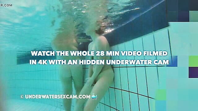 exhibitionist girl masturbates unnoticed at a public pool : Underwater Sexcam