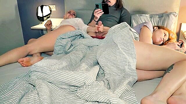 amateur, milf, blowjob - sharing bed with stepmom and stepsis