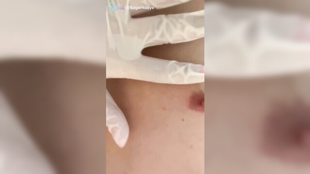 SugarNadya, Three Without - hot nurse helps client with waxing SugarNadya