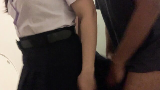 doggystyle, deep inside, asian - thai student 18+ gets her tight pussy pounded in the school bathroom