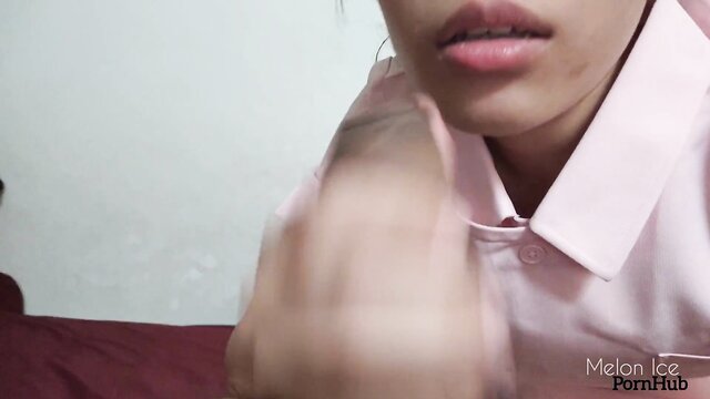 Melon Ice - melon ice in hot thai uniform gives pov blowjob
