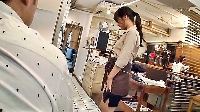 big ass, big tits, asian - asian coffee babe gets fucked