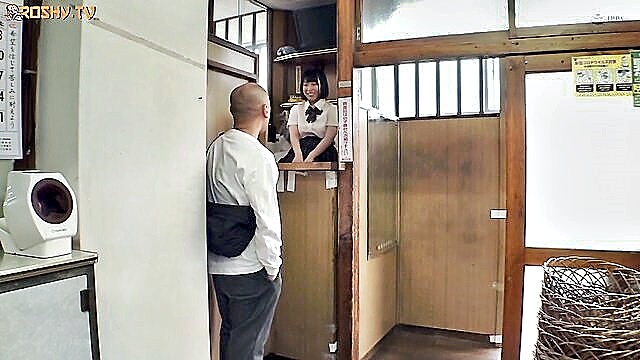 teen, big tits, asian - public bath job asian