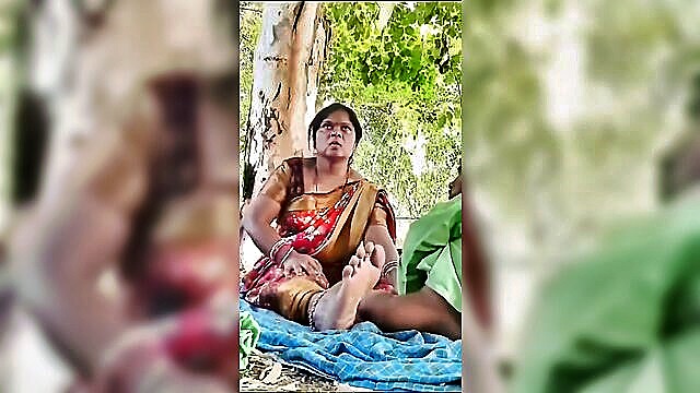 milf, outdoor, handjob - mature telugu bhabhi